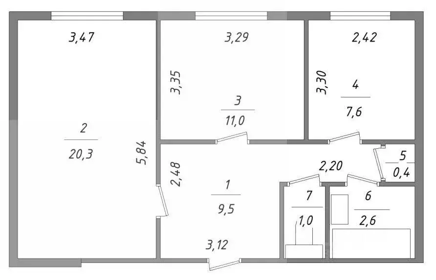 2-к кв. Санкт-Петербург ул. Маршала Новикова, 2К1 (53.0 м) - Фото 1