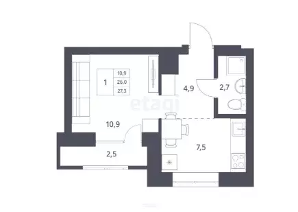 Продаётся квартира-студия, 27.3 м - Фото 0