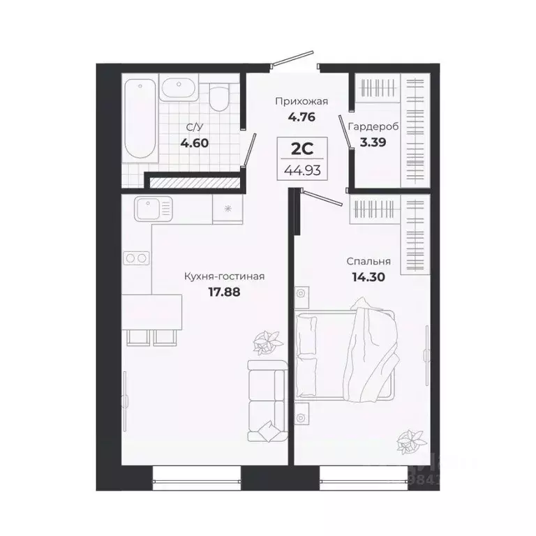 2-к кв. Новосибирская область, Новосибирск Лесоперевалка мкр, Ясный ... - Фото 0