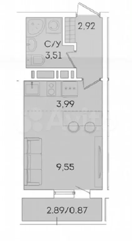 Квартира-студия, 21 м, 5/16 эт. - Фото 0