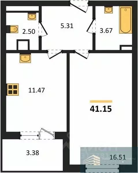 1-к кв. Воронежская область, Воронеж ул. Ломоносова, 116Б (41.2 м) - Фото 0