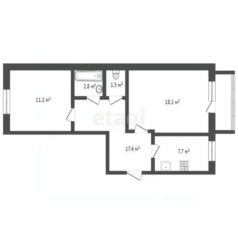 2-к кв. Кемеровская область, Юрга Кузбасский просп., 16 (53.0 м) - Фото 1