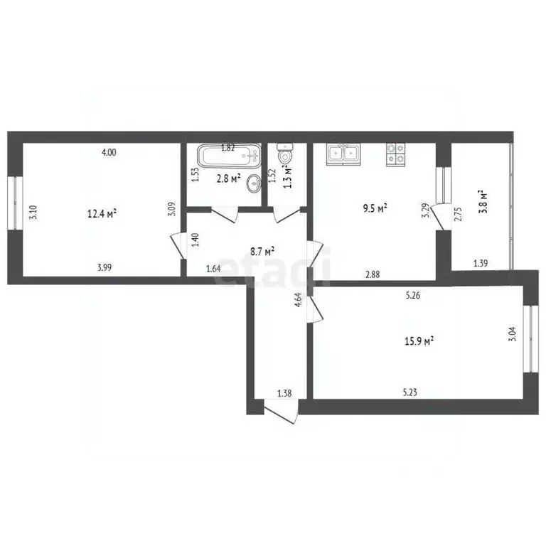 2-к кв. Башкортостан, Стерлитамакский район, Отрадовский сельсовет, с. ... - Фото 1