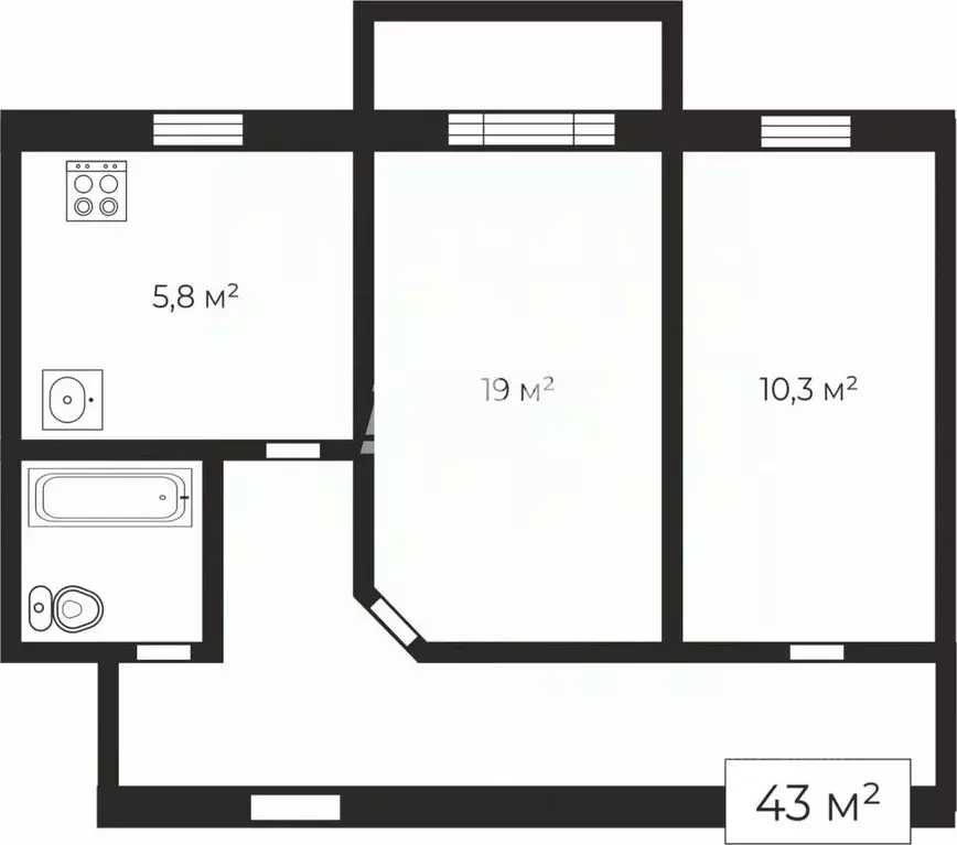 2-к кв. Челябинская область, Челябинск Трудовая ул., 33 (43.0 м) - Фото 2