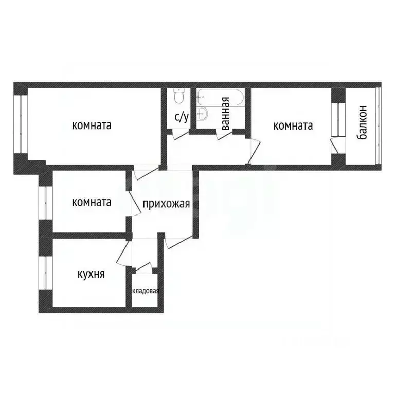 3-к кв. Курганская область, Курган Заозерный жилрайон, 1-й мкр, 20 ... - Фото 2