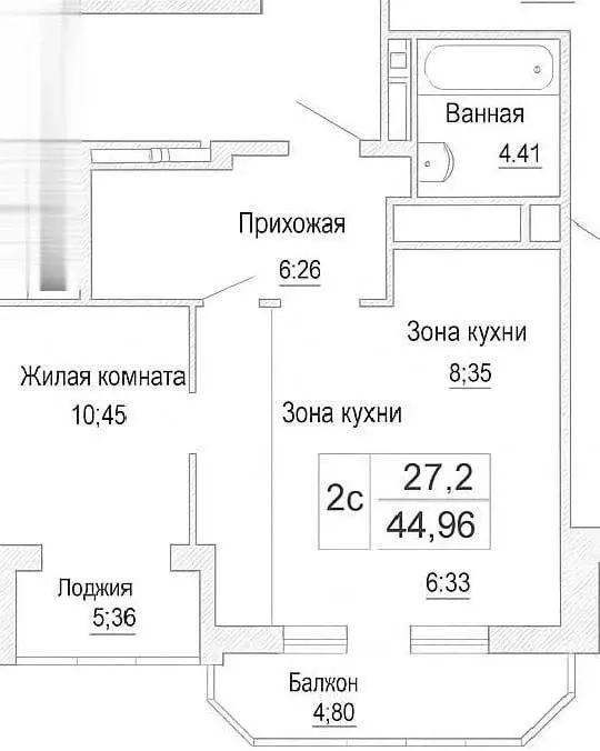 2-к кв. Новосибирская область, Новосибирск ул. Кирова, 236 (45.0 м) - Фото 1