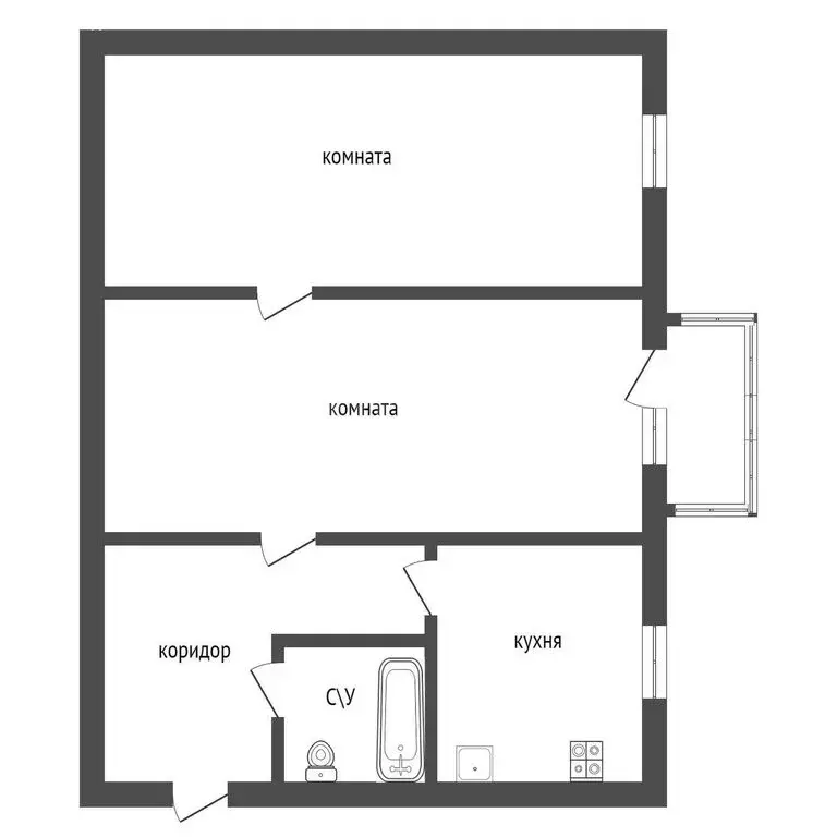 2-комнатная квартира: Аша, улица Кирова, 26 (44 м) - Фото 0