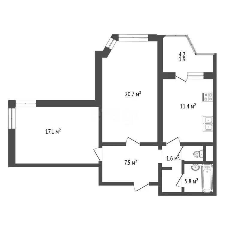 2-комнатная квартира: Московский, Радужная улица, 4 (61.6 м) - Фото 0