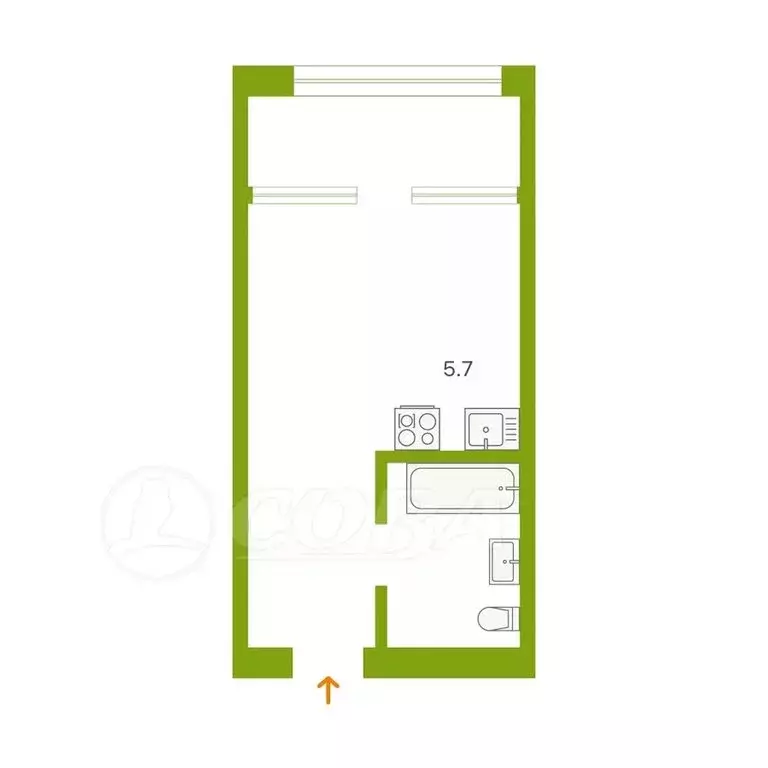 Квартира-студия: Тюмень, улица Павла Фитина, 3 (25.3 м) - Фото 1