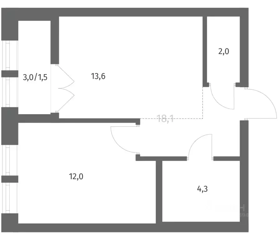 1-к кв. Ленинградская область, Ломоносовский район, Аннинское ... - Фото 0