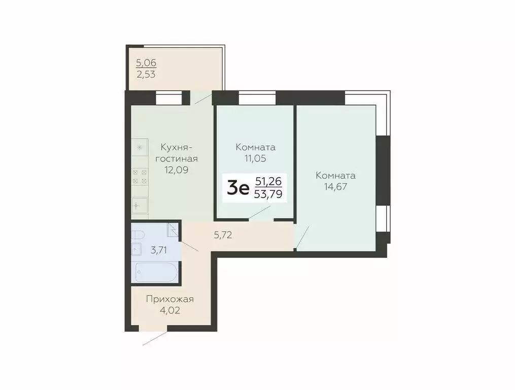 3-комнатная квартира: Воронеж, Ленинградская улица, 118А (53.79 м) - Фото 0