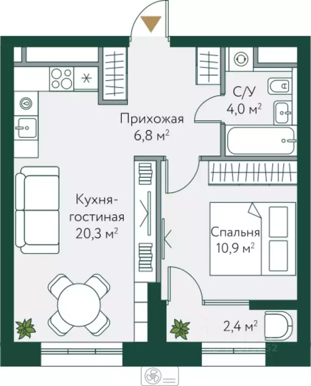 1-к кв. Волгоградская область, Волгоград Новосибирская ул., 74 (44.4 ... - Фото 1
