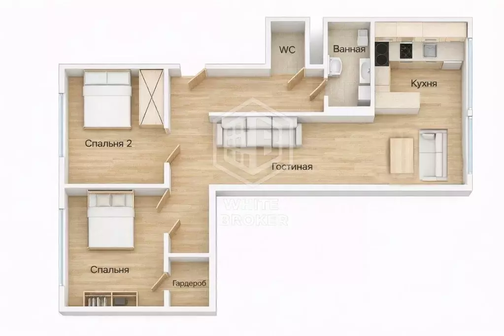 3-к кв. Москва 1-й Неопалимовский пер., 11/22 (61.0 м) - Фото 2