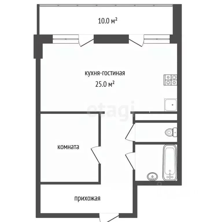 1-к кв. Ханты-Мансийский АО, Ханты-Мансийск ул. Гагарина, 35 (50.8 м) - Фото 1