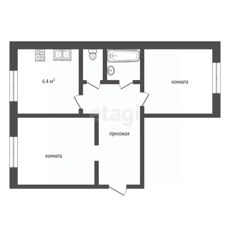 2-к кв. Саратовская область, Балашов ул. Титова, 12 (47.3 м) - Фото 2