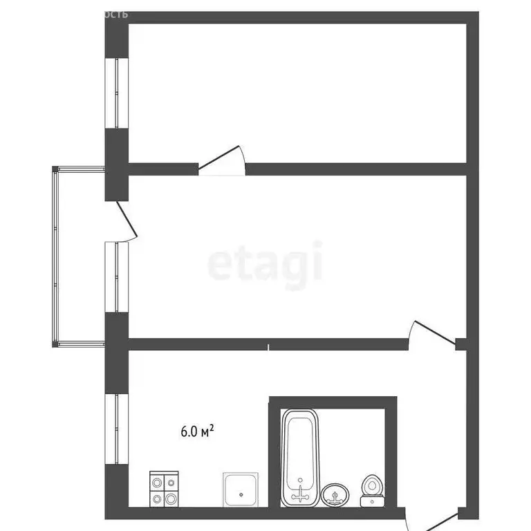 2-комнатная квартира: Данилов, улица Володарского, 76 (43.3 м) - Фото 0