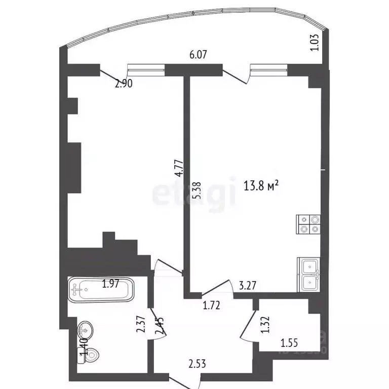 1-к кв. Самарская область, Самара ул. Луначарского, 3 (40.9 м) - Фото 2