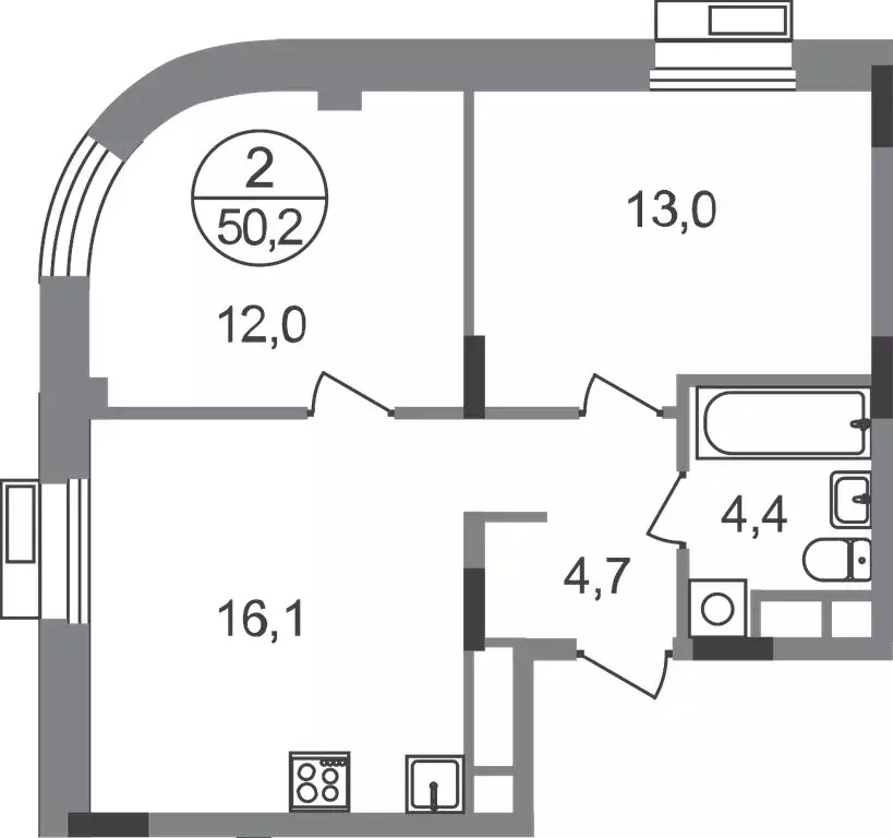 2-комнатная квартира: посёлок городского типа Заречье, жилой комплекс ... - Фото 1
