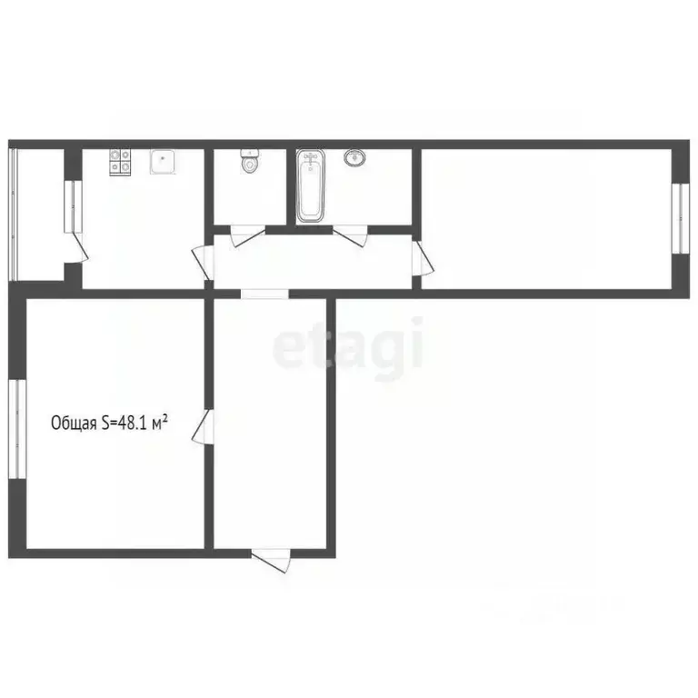 2-к кв. Кемеровская область, Кемерово Стадионная ул., 4А (48.1 м) - Фото 2