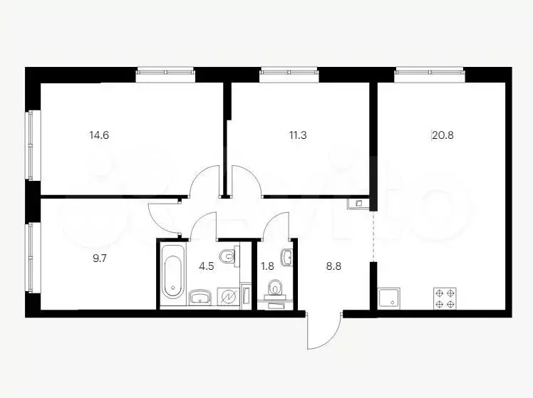 3-к. квартира, 71,5 м, 7/9 эт. - Фото 1