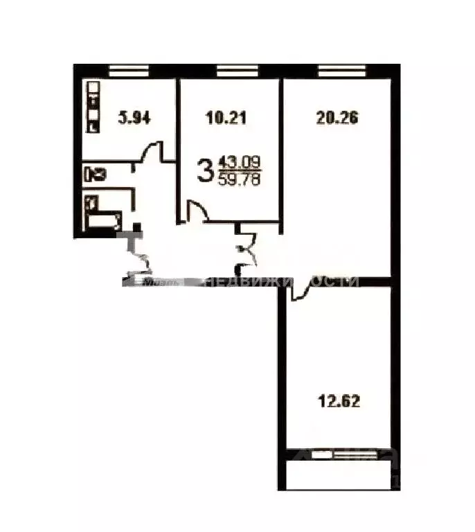 3-к кв. Москва ул. Пестеля, 2 (59.7 м) - Фото 1