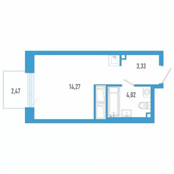 Студия Калининградская область, Калининград Солнечный бул. (22.36 м) - Фото 1