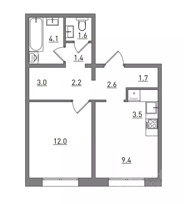 2-к кв. Кировская область, Киров бул. Прибрежный, 6 (41.5 м) - Фото 1