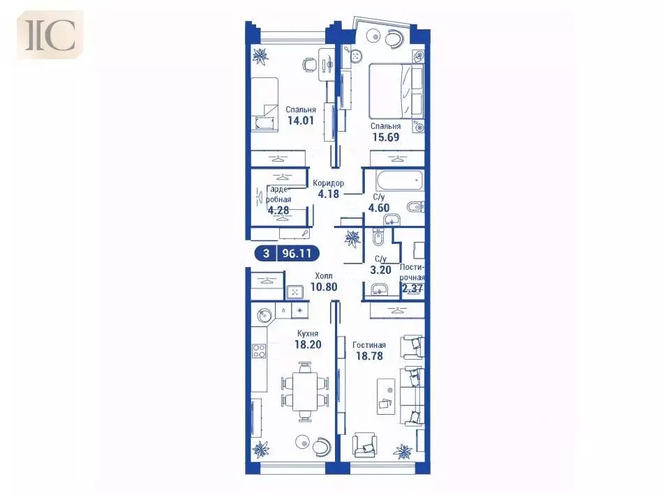 3-к кв. Москва ул. Годовикова, 11к4 (96.0 м) - Фото 1