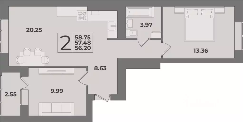 2-к кв. Калининградская область, Калининград Суздальская ул. (58.75 м) - Фото 1