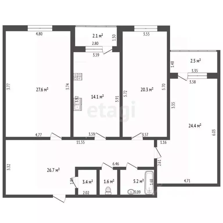3-к кв. Башкортостан, Стерлитамак Советская ул., 104 (123.3 м) - Фото 2