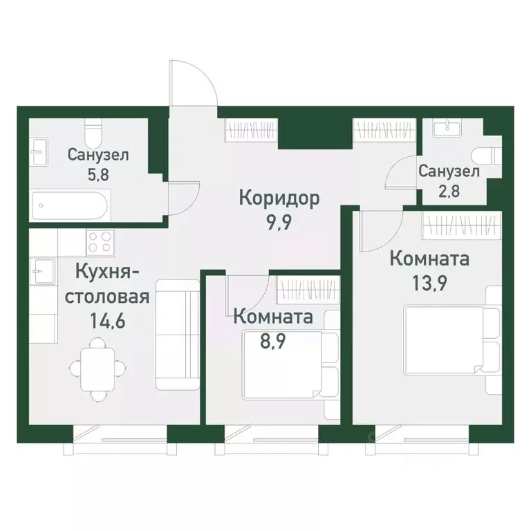 2-к кв. Челябинская область, Челябинский городской округ, пос. ... - Фото 0