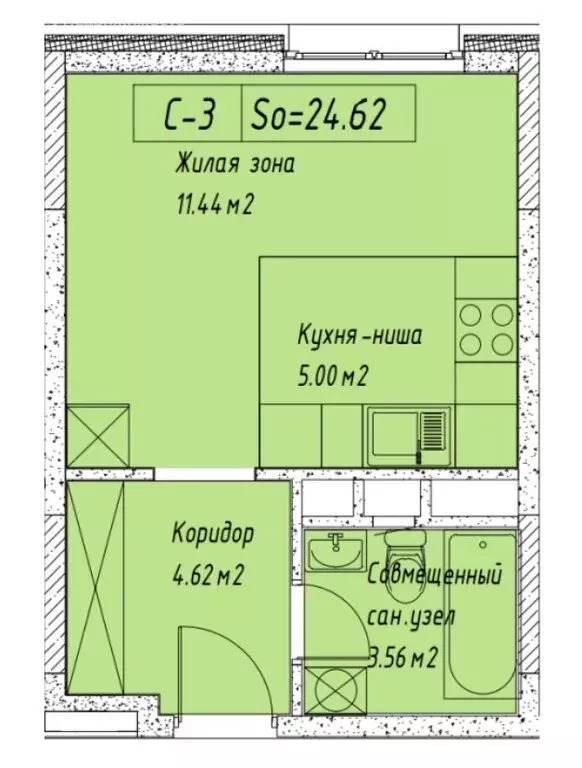 Квартира-студия: Москва, улица Корнейчука, 27 (24 м) - Фото 0