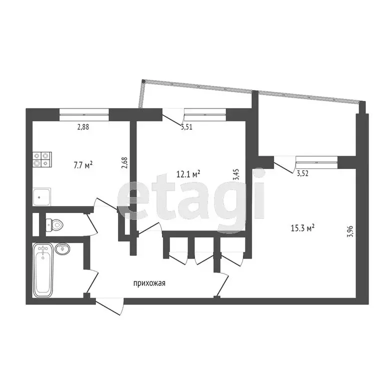 2-комнатная квартира: Омск, улица Лукашевича, 27А (47.6 м) - Фото 1
