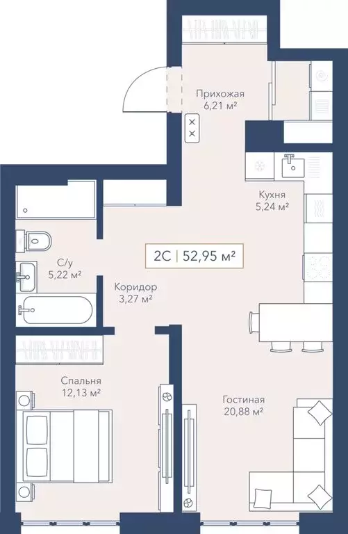 2-комнатная квартира: Новосибирск, улица Кирова, 115 (53.4 м) - Фото 1