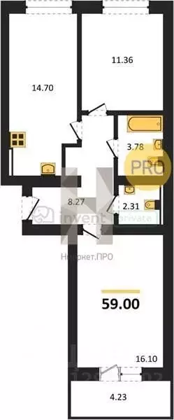 2-к кв. Калининградская область, Калининград ул. Сержанта Мишина, 81к2 ... - Фото 1