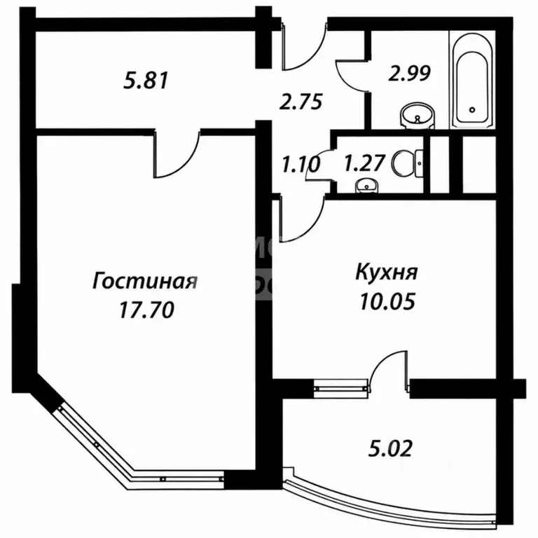 1-к кв. Москва Большая Очаковская ул., 3 (41.4 м) - Фото 2