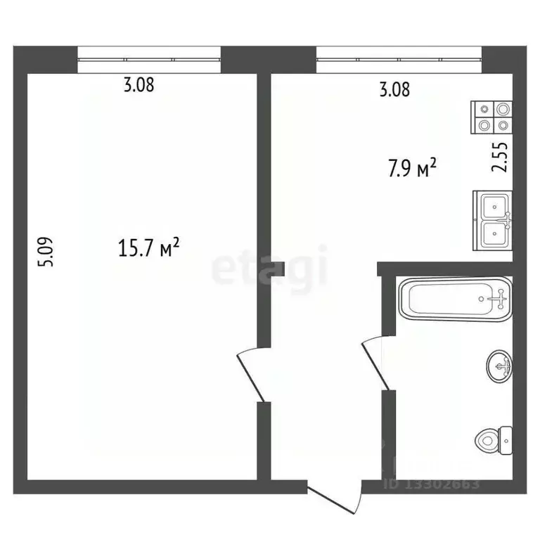 1-к кв. Ханты-Мансийский АО, Сургут ул. Бажова, 31 (30.8 м) - Фото 1