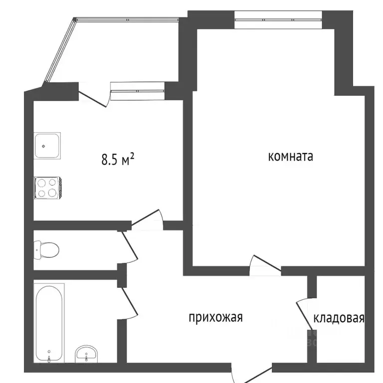 1-к кв. Ханты-Мансийский АО, Сургут Геологическая ул., 15/1 (43.4 м) - Фото 1