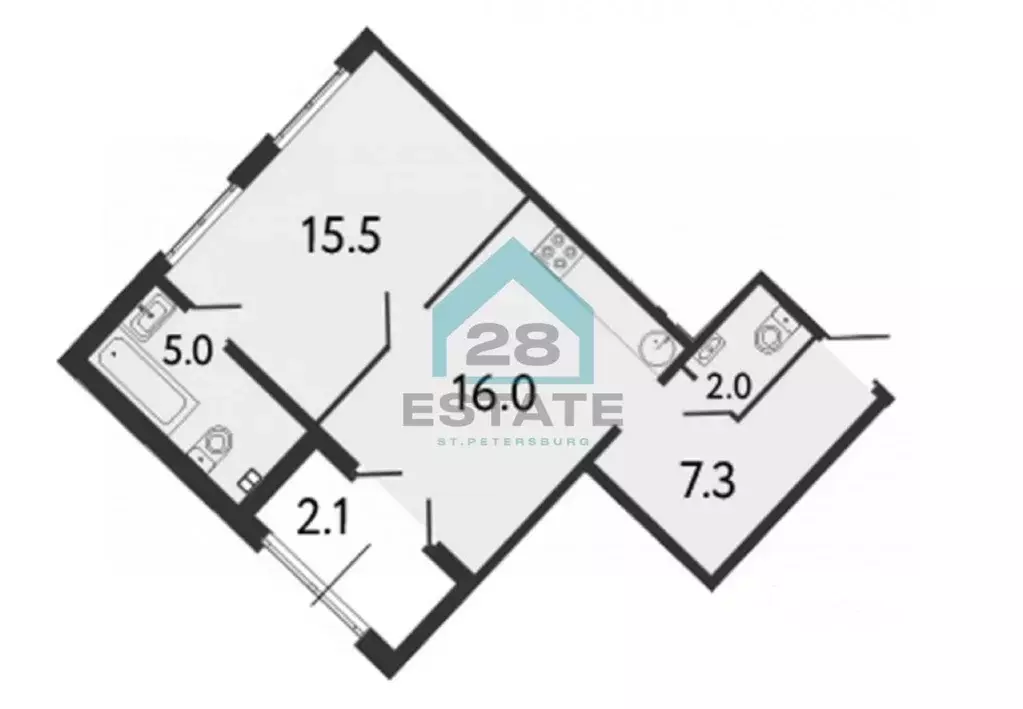 1-к кв. Санкт-Петербург Миргородская ул., 1 (47.9 м) - Фото 2