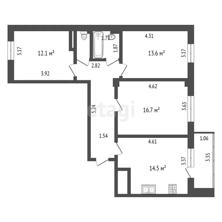 3-комнатная квартира: Пенза, улица Антонова, 76 (73.7 м) - Фото 0