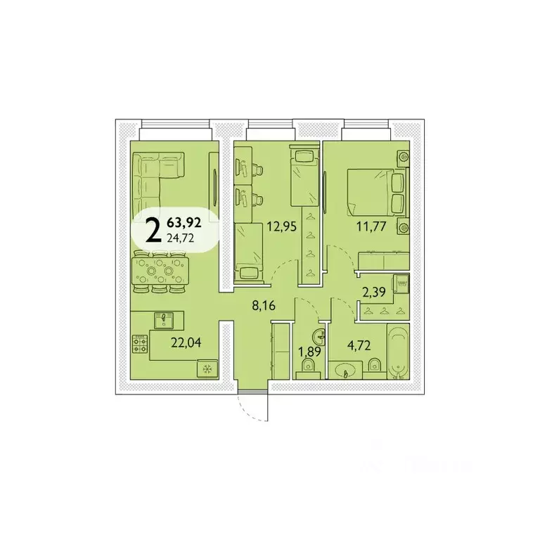 2-к кв. Брянская область, Брянский район, пос. Мичуринский, ... - Фото 1