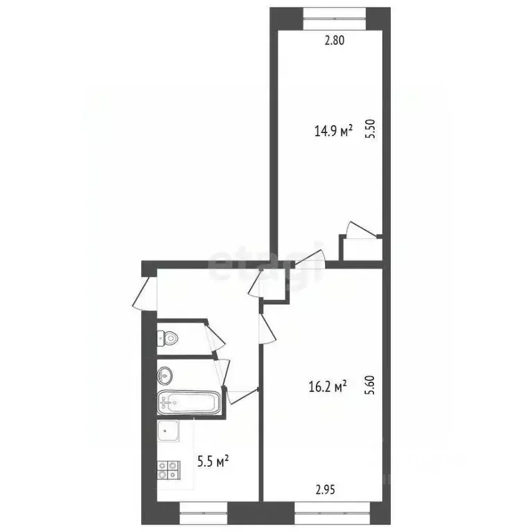 2-к кв. Псковская область, Печоры Вокзальная ул., 9 (45.0 м) - Фото 2