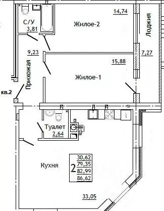 2-к кв. Смоленская область, Смоленск ул. Крупской (86.62 м) - Фото 0