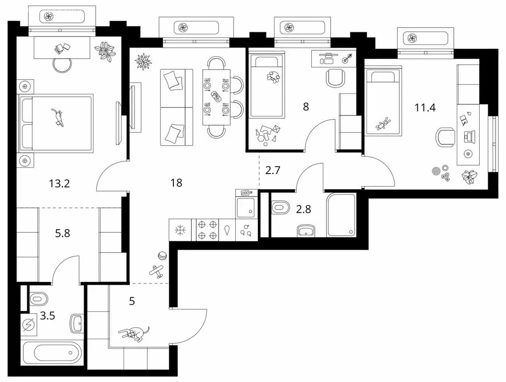 3-комнатная квартира: Мытищи, 16-й микрорайон (70.4 м) - Фото 1