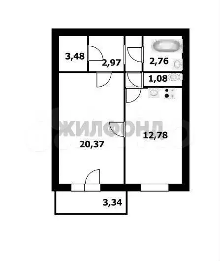 1-к. квартира, 49 м, 3/10 эт. - Фото 0