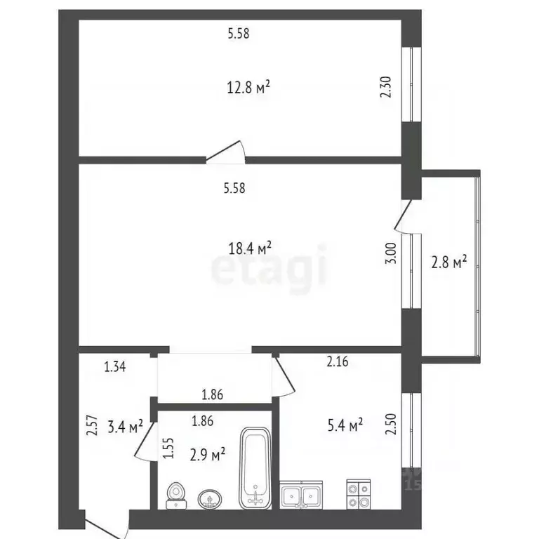 2-к кв. Самарская область, Самара Ново-Садовая ул., 285 (42.8 м) - Фото 1