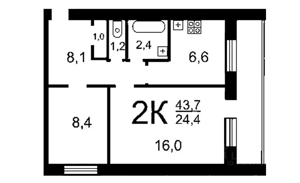 2-к кв. Кировская область, Кирово-Чепецк Школьная ул., 10 (44.0 м) - Фото 1