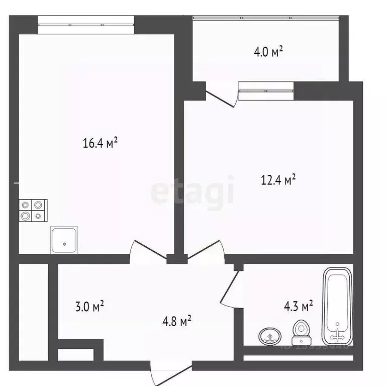 1-к кв. Тюменская область, Тюмень ул. Разведчика Кузнецова, 16 (44.9 ... - Фото 0