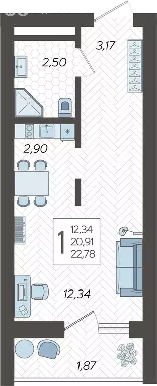 Квартира-студия: Сочи, жилой комплекс Кислород, 9 (22.78 м) - Фото 0