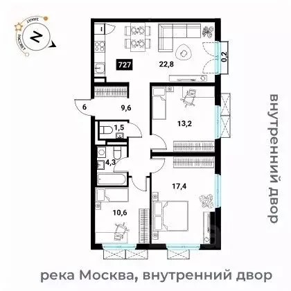 3-к кв. Москва Большая Филевская ул., 3к4 (79.7 м) - Фото 0